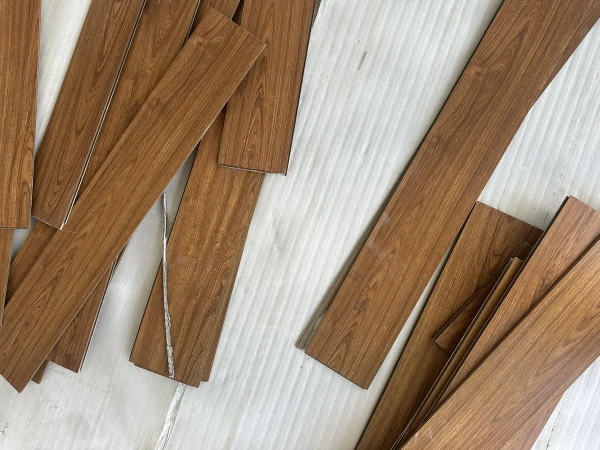 Close-up of new wooden floor planks